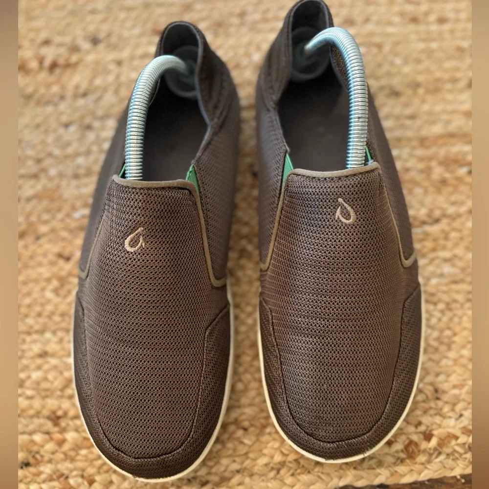 OluKai Nohea Mesh Mustang Lime‎ Peel Slip On Casual Mens size 9.5